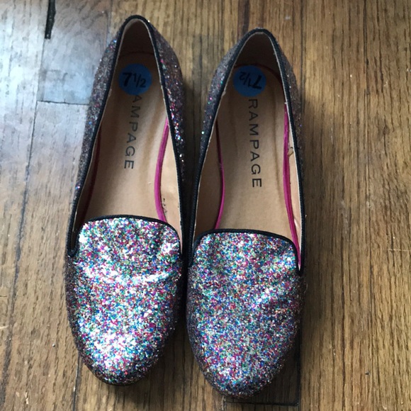Rampage Shoes - multi color glitter loafers